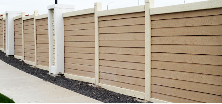 Concrete Cedar Residential Fence - Horizontal boards